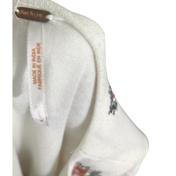 Free People Dress Floral Bell Sleeve Ivory 4 Hippie Folk Flare Embroidered Fairy - Picture 11 of 11